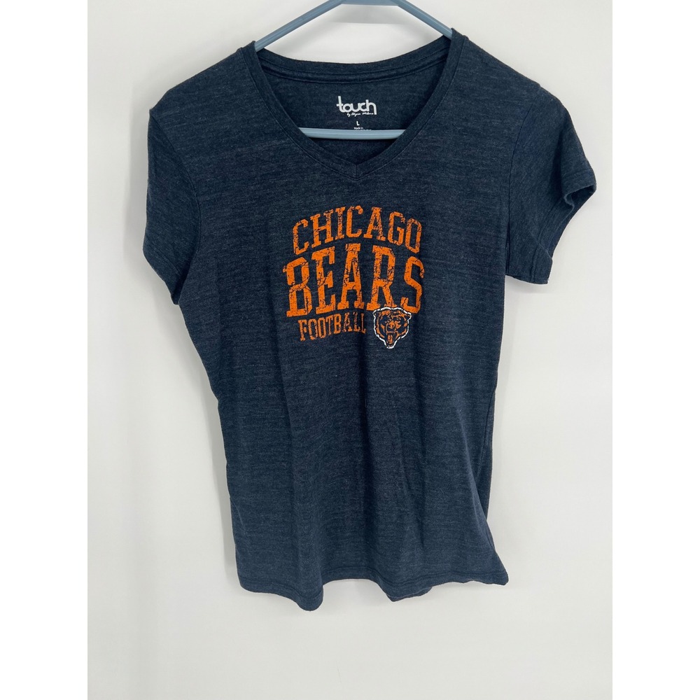 Touch by Alyssa Milano Chicago Bears NFL Football V-Neck Graphic Tee Navy Blue L